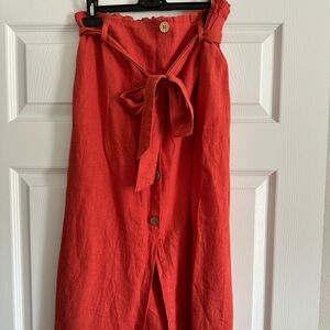 Linen Blend MIDI Skirt Love Tree NWT